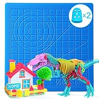 3D Printing Pen Mat, Silicone Design Mat with Basic Template and 2 Silicone Finger Caps, Great 3D Pen Drawing Tools for Kids and 3D Pen Artists, Blue