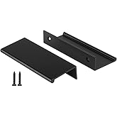 Peaha 10 Pack Black Cabinet Pulls Kitchen Handles 3 inch Aluminum Alloy Edge Finger Pull Dresser Drawer Handles