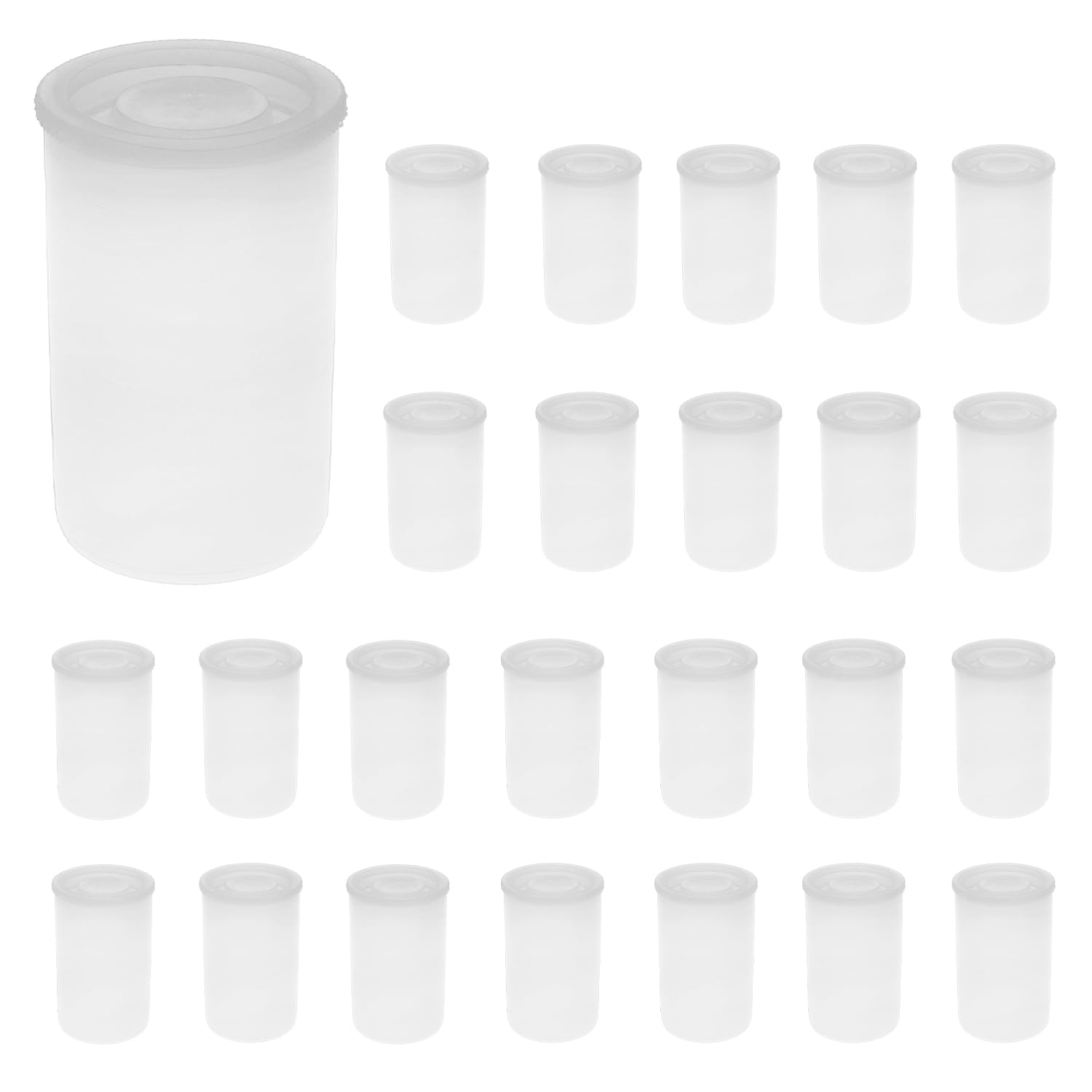 QWORK® 25 Pcs Film Canisters with Lids, Plastic Camera Reel Containers, for Scientific Activity Small Accessories, White