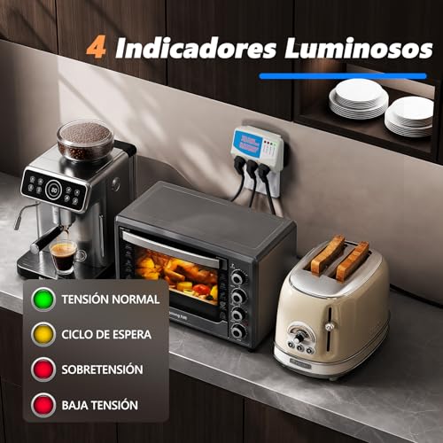 BSEED Protector de sobretensiones para electrodomésticos, 3 tomas de corriente, protector de voltaje, refrigerador de sobretensión, 1875 vatios, 120 V, 15 A (paquete de 4)