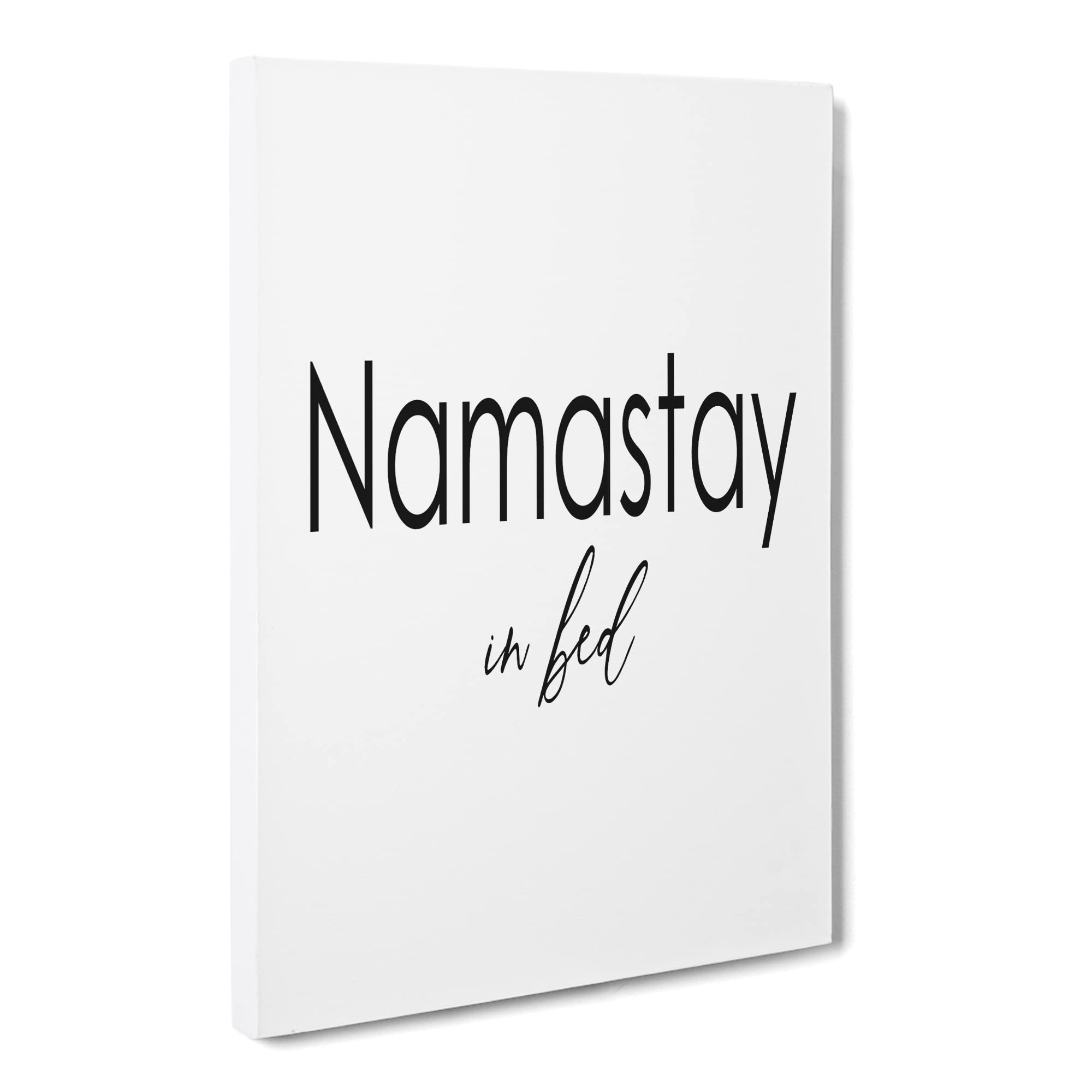 Namastay In Bed Typography Quote Canvas Print | Gallery Wrapped 30mm Frame Wall Art | 20x14 inches | Ready to Hang | Modern Typography Picture | Living Room Bedroom Lounge Office