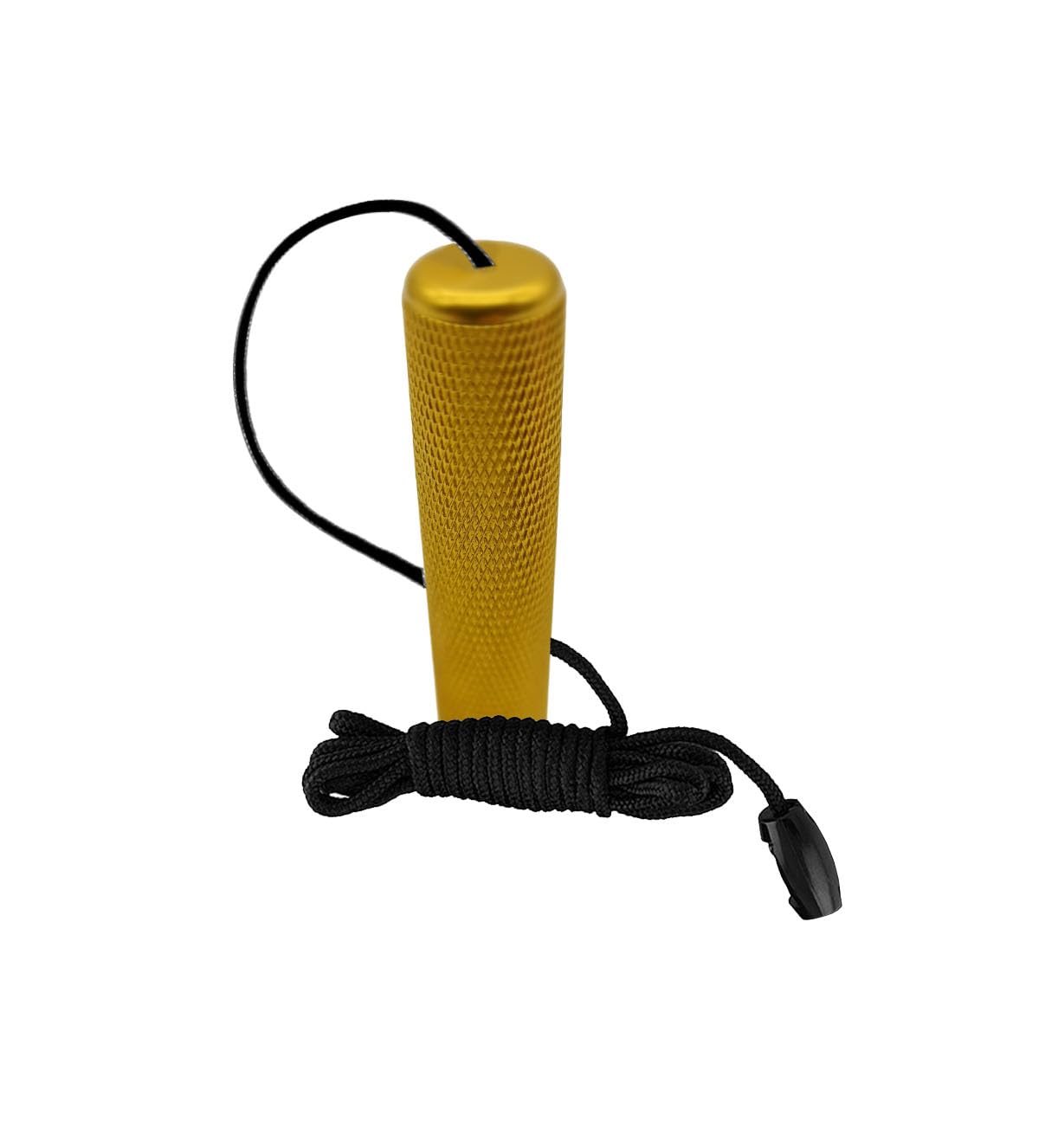 SAMOTECH Bathroom Light Pull Cord: Stylish Gold-coloured Metal Cylinder Design with 150cm Black Cord and matching plastic Connector for Bathroom (Golden Pull - Black Cord)