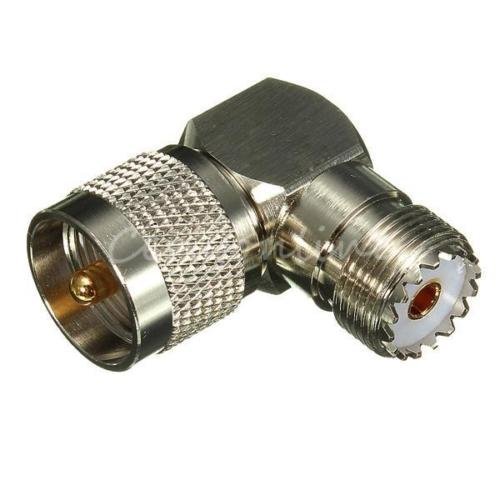 UPC 508959604787, DHT Electronics RF coaxial coax adapter UHF male PL259 to female so239 right angle