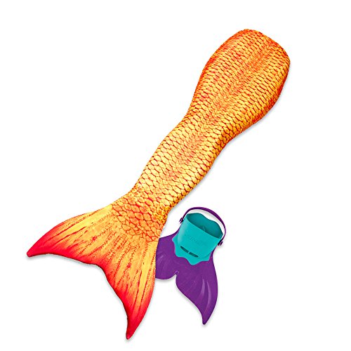 Mermaid Tails for Swimming by Mertailor with Monofin – Kids, Boys, and Girls (8, Tequila Sunrise)