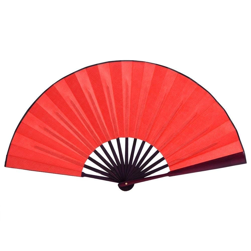Cyrank Handheld Folding Fans, Chinese and Japanese Silk Hand Held Fans Red Folding Fan Large Folding Fan Vintage Silk Fan Folding Hand Fans for Women Dance Decoration