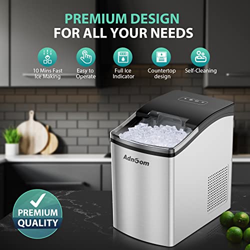 ADNOOM Nugget Ice Maker Countertop, Pebble Ice Maker, 38Lbs /24H
