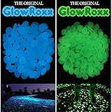 Glow Roxx - 100 Pcs (Blue) of Glow in the Dark Rocks Perfect Accent Pebbles for your Driveway, Pathway, Wedding Favors and Decorative Fairy Garden - As seen on Pinterest and Instagram …