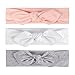 UeeSum Baby Girls Headbands with Bows 3 Pack Infant Toddler Headwrap Hair Accessories, Baby Pink/White/Heather Grey, Small