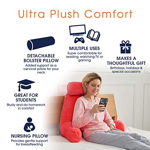 Cheer Collection Memory Foam Filled TV,Reading and Bed Rest Pillow with