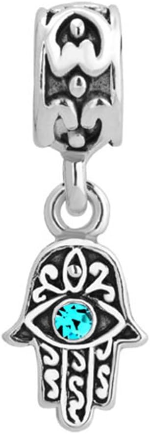 Hamsa Hand Blue Evil Eye Spacer Charms 12 Colors Cystal Dangle Beads Fit Pandora Bracelets