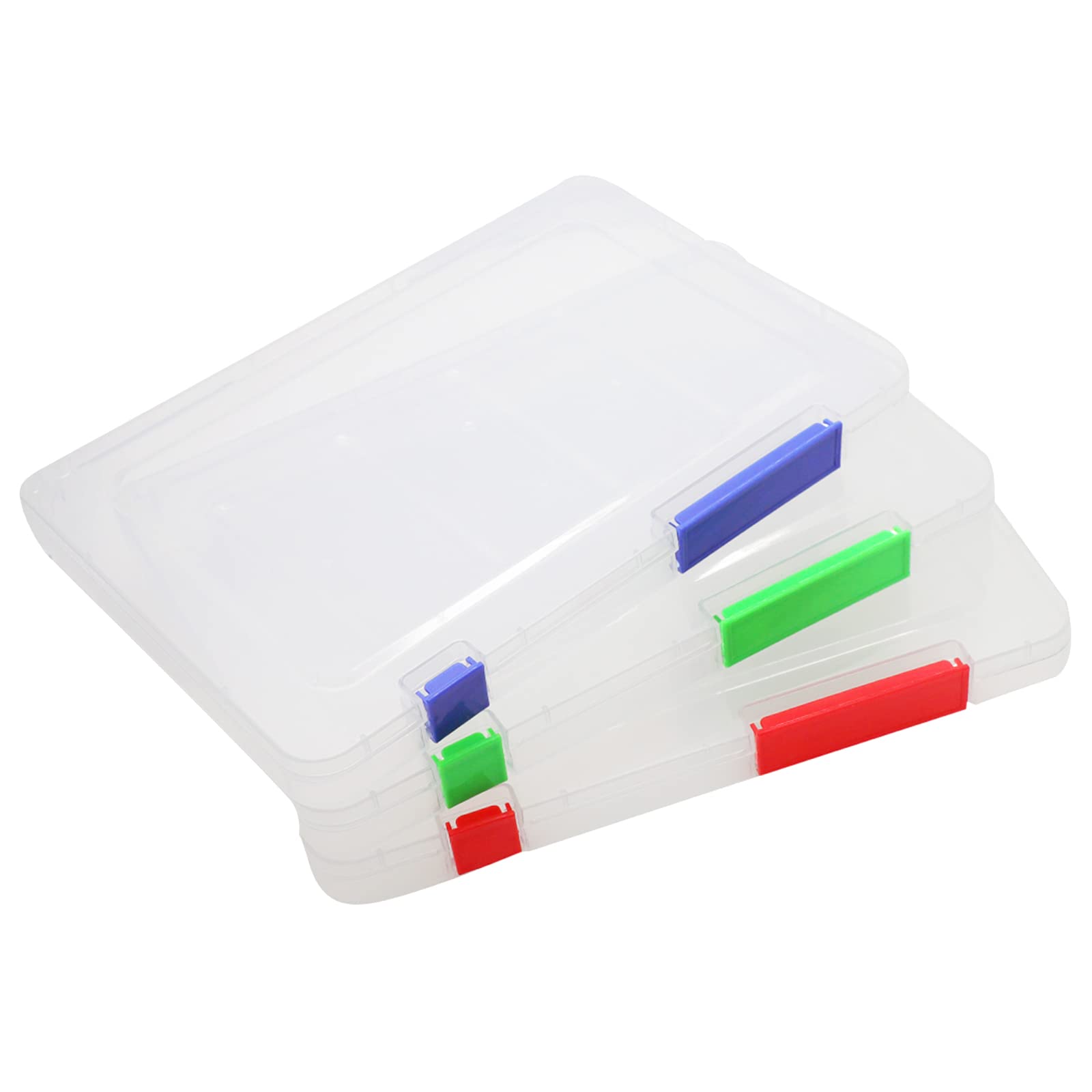 XM-ZHHY Plastic File Box A5 - Pack of 3 Waterproof Portable Document Folders for 24×17 cm Paper, Transparent Storage Organizer Cases with Snaps and Lids for Magazines, Office Supplies, School