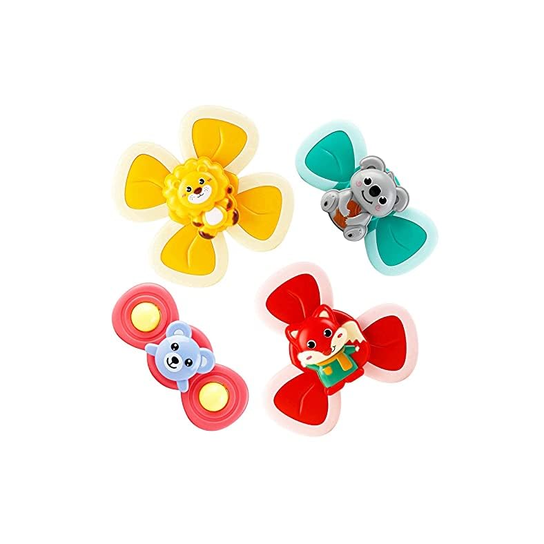 JUSTDOLIFE 4PCS Suction Cup Spinner Toys -Teething Toys | Spinning Toys | Sucker Spin Toy | Baby Bath Toys Christmas…