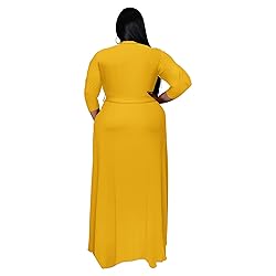 Runwind Plus Size Dress for Women 3/4 Sleeve V Neck