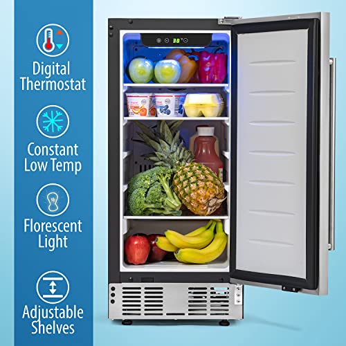 Deco Chef 15Inch Under Counter Mini Fridge, Stainless Steel Finish