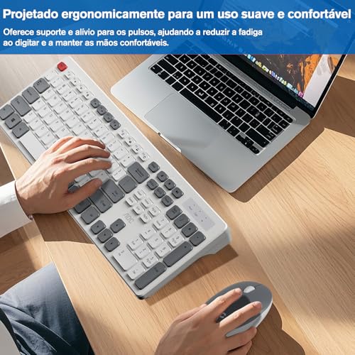 Combo de Teclado e Mouse sem Fio AOC KM600, Conexão Sem Fio 2,4 GHz, Mouse 3 DPI Ajustável Até 1600, Combo Teclado e Mouse Design Ergonômico, Compatível com PC e Mac