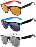 3 Pack Classic Retro Vintage Two -Tone Wayfarers Colorful Mirror Lens Sunglasses OWL .