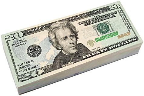 Creative Bills GRAND SALE 50% OFF!! Four Packs of Best Real looking Play Money, JUMBO SIZE, Pack of: 20's, The #1 Seller For Education, Play, Fun, Props, Gift,
