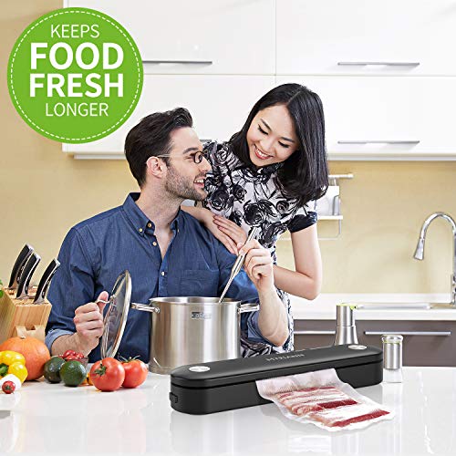 Vacuum Sealer, MYRIANN Automatic Food Sealer Machine for Food Preservation w/Starter Kit，Vacuum Air Sealing System with Compact Design/Dry & Moist Food Modes/Sous Vide Cooking (Black) - Thumbnail 6