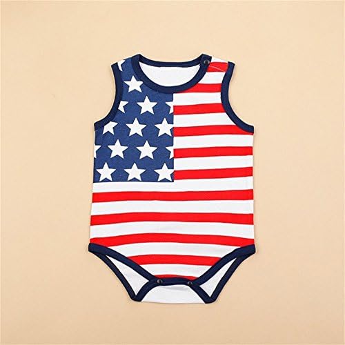 USA Flag Newborn Baby Boys Girls Cotton Short Sleeve Romper (19-24 months, 2)