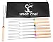 smart chef 8 Telescoping Marshmallow Roasting Sticks 8 Bamboo Skewers - Liquidation, Half-Price - Stainless Steel Forks Color-Coded Wood Handles - Zip Case for Compact Storage - Blunt Prongs