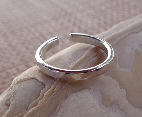 Plain Toe,Knuckle,Midi Ring 925 Sterling Silver Minimal Flat 2mm Hammered