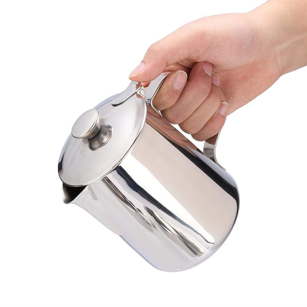 Mug Milk Frothing Pitcher Jug, Frothing Cup for Latte Coffee Art for Making Coffee Office Kitchen(600mL) Milk Pitcher with Lid Milk Frothing Pitcher with Lid