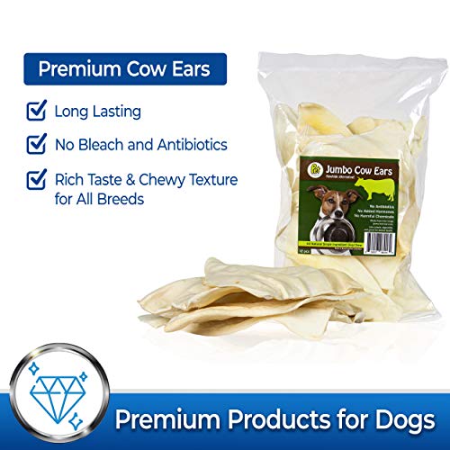 PET MAGASIN Rawhide Alternative Natural Jumbo Cow Ears 12Pack Dog