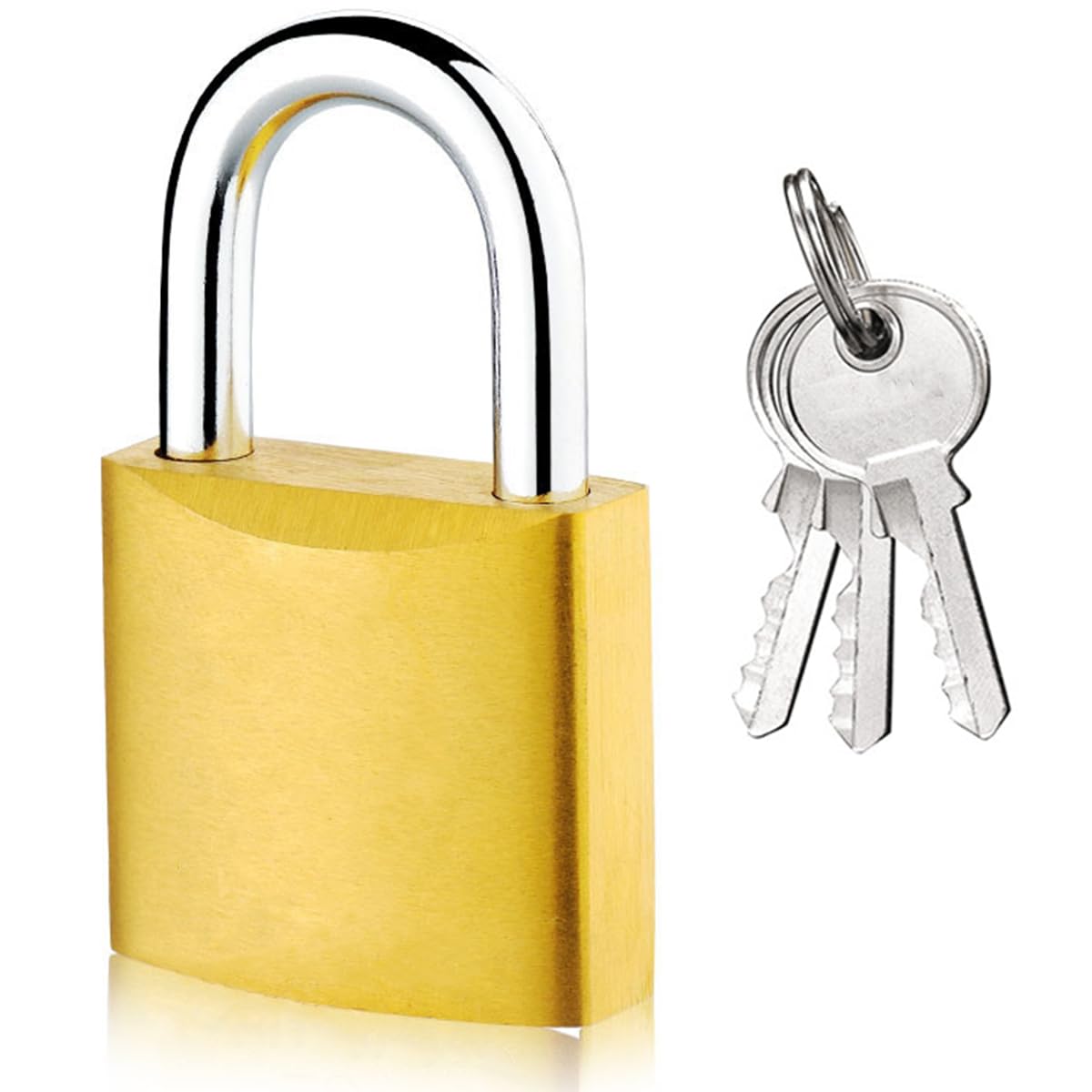 Brass Heavy Duty Mini Solid Padlock - 32mm, Ideal for Doors, Sheds, Warehouses, Garages, Cabinets - Includes Keys
