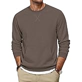 AUSELILY MEN Men's Crewneck Sweatshirts Cotton Casual Hoodless Pullover Long Sleeve with Kangaroo Pockets X Decoration