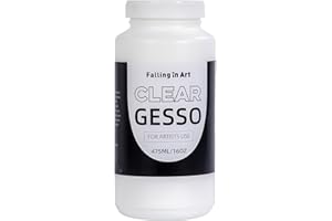 Falling in Art Clear Gesso for Acrylic Painting, Acrylic Gesso Primer for Oil Paints, 16 oz Non-Toxic Canvas Primer Surface Prep Medium