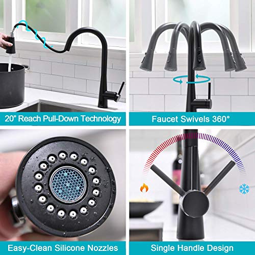 Touchless Kitchen Faucet Matte Black, Motion Sensor Activated Hands