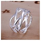 NYKKOLA Fashion Jewelry 925 Sterling Silver Finger Ring Hollow Mesh Ring(Q)