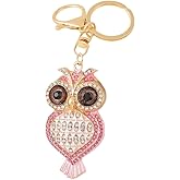 JTTBIGV Cute Animal BlingBling Crystals Keychain Animal Charm Keyring Car & Bag Accessory For Wallet Purse Handbags Cars Key Pendant Decor (Pink Owl)
