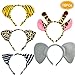 D.Q.Z Jungle Animal Ears Headbands for Kids Zoo Safari Party Supplies Plush Giraffe Tiger Zebra Set of 10