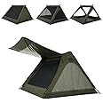 CAMVIL A Frame 4 Person Canvas Tent with Full Rainfly&Footprint, Breathable 4 Season Family Tent with Porch, Easy Set Up Winter Tent, Glamping Tent for Outdoor Car Camping, Bushcraft Gear