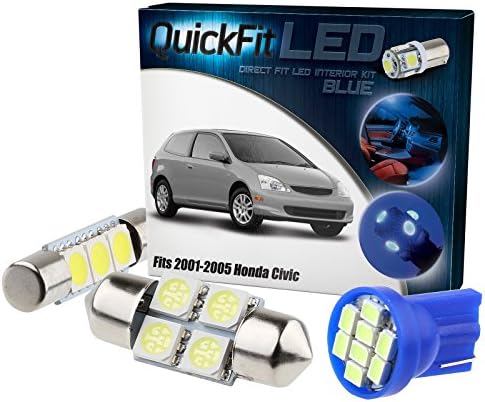 QuickFitLED Blue LED Interior Light Package Kit For Honda Civic 2001-2005 (8pcs)