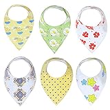 Baby Bandana Drool Bibs Unisex | 6 Pack Gift Set for Newborns to Toddlers | Soft Cotton and Absorbent Polyester | Adjustable Nickel Free Snaps | Nice Shower Gift