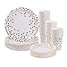 Gold Plates and Cups set for 50 - Disposable Gold paper plates and cups 150 pcs total. Bonus Party Printables Ebook included