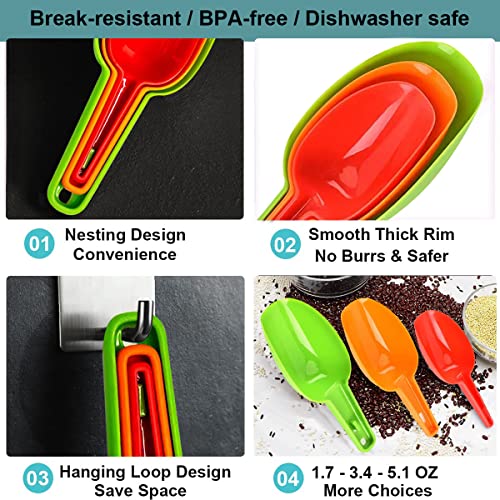 Ice Scoop Set of 3, Multi Purpose Plastic Kitchen Scoops Containers