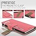 S6 Case, Samsung Galaxy S6 Wallet Case, ROOCASE Prestige Premium Synthetic Leather Wallet Case Flip Cover [Stand Feature] with Credit Card ID Holder for Samsung Galaxy S6 (2015), Pink