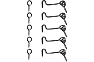 Sdstone Cabin Hook and Eye Latch Gate Door Swivel Window Latch Hook with Mounting Screws,Carbon Steel Door Hook Latch(1.7 inch, 5PCS)