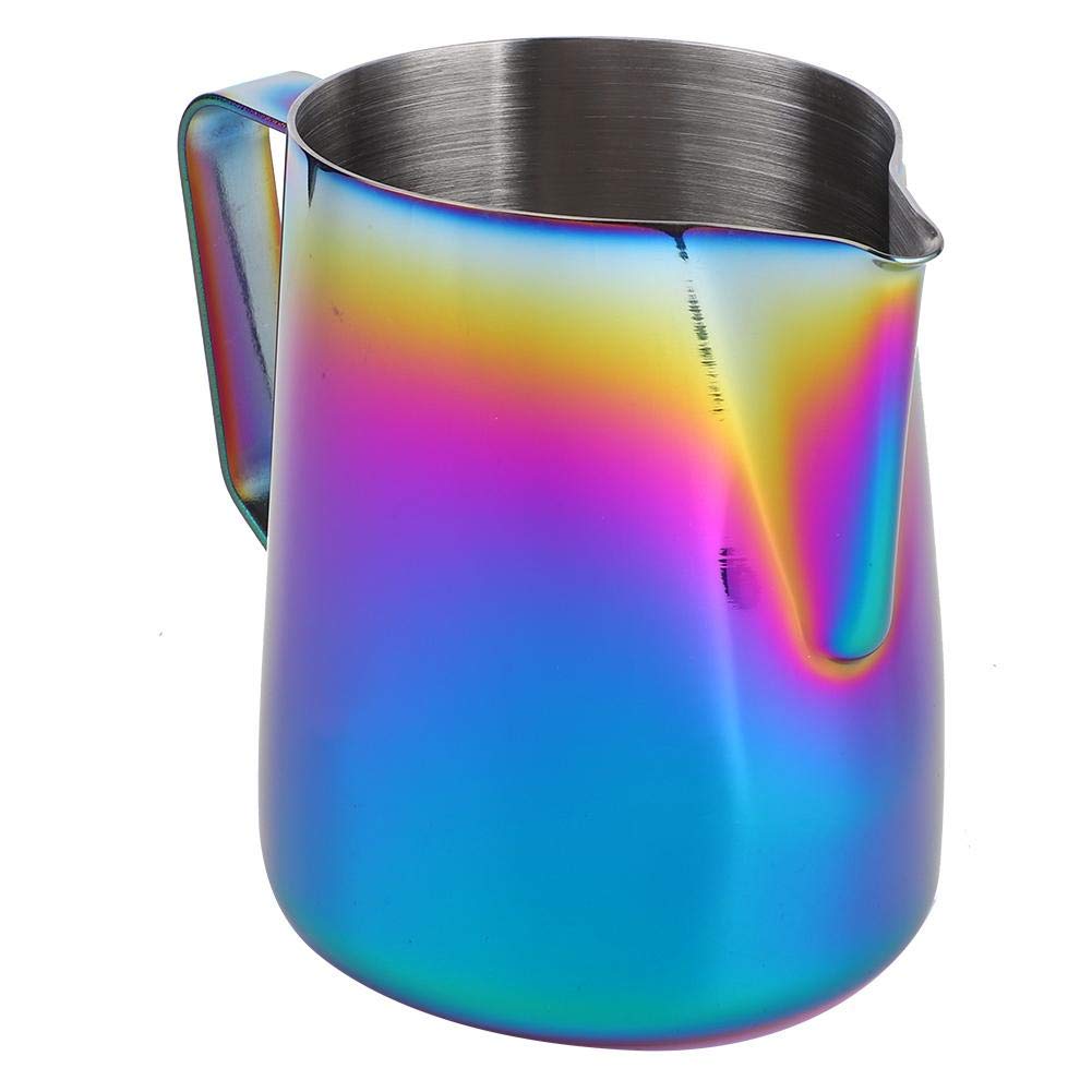 Barista Steam Pitcher 600ml Stainless Steel Milk Frothing Pitcher Jug, Espresso Steaming Pitcher, Coffee Accessory for Espresso Latte Art(Color)