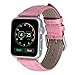 TOROTOP Pink Genuine Leather Crocodile Pattern Watch Band Replacement Strap for Apple Watch 38mm Model with Silver Deployment Clasp