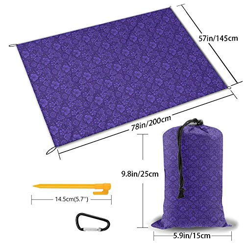 Beach Blanket Sand Proof & Compact Pocket Blanket SoftBeach Mat for Outdoor,Waterproof Picnic Mat for Travel,Hiking,Camping,Festival,Floral,Poppies Retro Halftone Effect Fertility and Eternal Life Sym