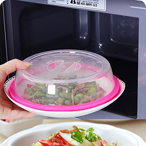 Denshine Microwave Plate Cover Universal Microwave Cover for Food Dishwasher Safe, Easy to Clean Plate Cover for Plates, Bowls (Pink)