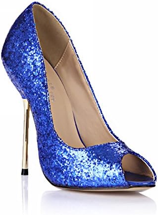 Glitter Dress Peep Stiletto Pumps Multi Colors Fashion Women High Heels DolphinGirl D'Orsay Shoes Prime