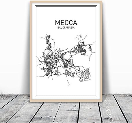 Mecca Map, City Maps, Mecca Map Print, Map of Mecca, Map Print, Map Art Print, Modern Map Print, Black White Map, Map Wall Art, Map Art, Modern City Art, Minimalist Map Art, 8x10