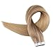 Full Shine Tape in Hair Extensions Human Hair Gold Brown Highlighted Hair Extensions Tape in Color Brown Balayage 20Inch Double Sided Tape in Hair Extensions 20Pcs 50Grams for Women