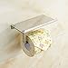 Toilet Paper Holders Wall Mount Toilet Paper Holder ,Stainless Steel Bathroom Tissue Holder with Mobile Phone Storage Shelf, for Kitchen and Bathroom 304 Stainless Steel Silver