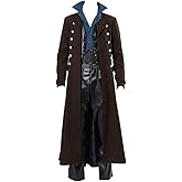 Karlywindow Mens Gothic Steampunk Vintage Jacket Medieval Renaissance Victorian Frock Coat Halloween Costume Tailcoat